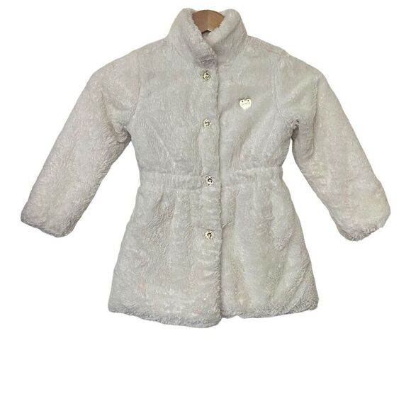 Juicy Couture Kids Girls Size 7 Cream Plush Peacoat Jacket Gold Buttons Lined - Picture 1 of 11